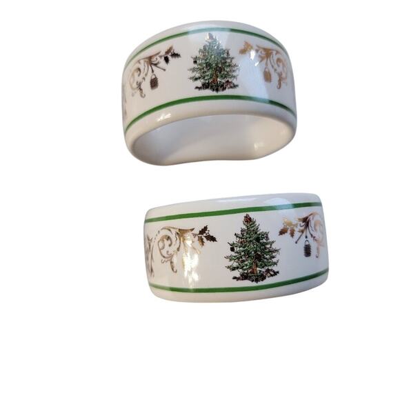 NEW Spode 22K Christmas Napkin Rings Set of 4 Holiday Decor White Green - Picture 7 of 9